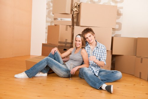 Boxes and furniture being prepared for a transparent storage quote